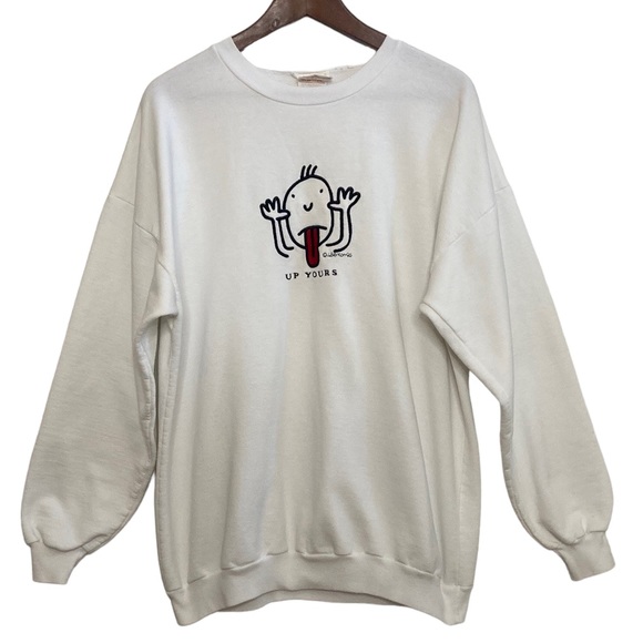 Vintage Other - Vintage White Novelty Sweatshirt Size XL Up Yours 90s Funny Joke Made in Canada